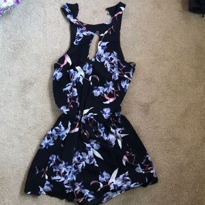 Black with flowers, romper.